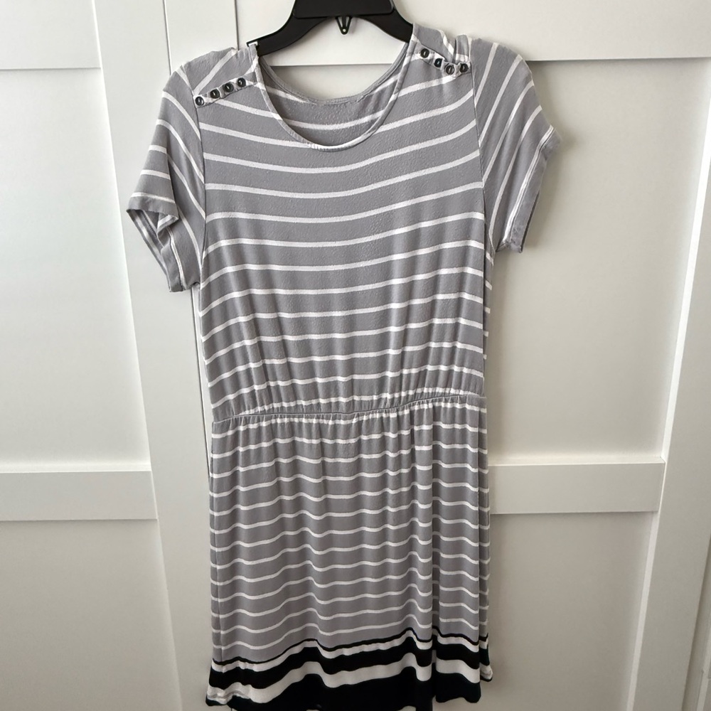 Striped Gray and White Dress